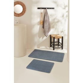 Karaca Home Ekose Embos Indigo 2'li Banyo Paspası