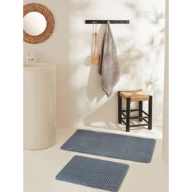 Karaca Home Ekose Embos Indigo 2'li Banyo Paspası