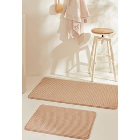 Karaca Home Ekose Embos Kahverengi 2'li Banyo Paspası