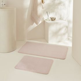 Karaca Home Ekose Embos Pudra 2'li Banyo Paspası