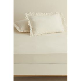 Karaca Home Ekru Basic %100 Pamuk King Kişilik Düz Çarşaf