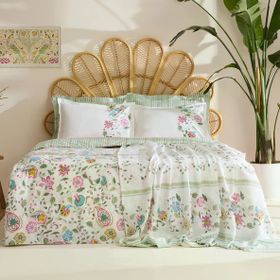 Karaca Home Elara Pembe %100 Pamuk Çift Kişilik Nevresim+Pike Takımı