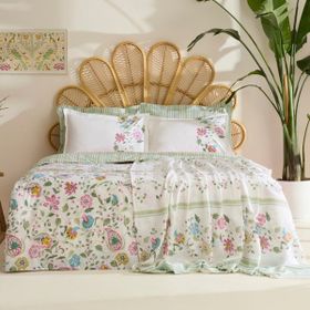 Karaca Home Elara Pembe %100 Pamuk Çift Kişilik Nevresim+Pike Takımı