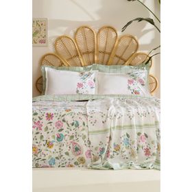 Karaca Home Elara Pembe %100 Pamuk Çift Kişilik Nevresim+Pike Takımı
