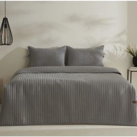 Karaca Home Elie Gri Çift Kişilik Yatak Örtüsü Seti