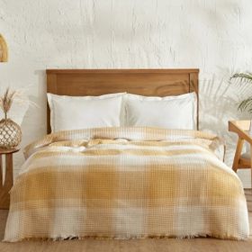 Karaca Home Flow Çift Kişilik Waffle 200x230 cm Hardal Pike