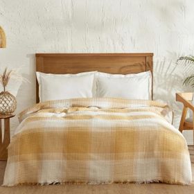 Karaca Home Flow Çift Kişilik Waffle 200x230 cm Hardal Pike