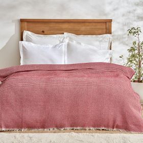 Karaca Home Flow Ekose Tek Kişilik Waffle 160x230 cm Kırmızı Pike Takımı