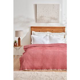 Karaca Home Flow Ekose Tek Kişilik Waffle 160x230 cm Kırmızı Pike Takımı