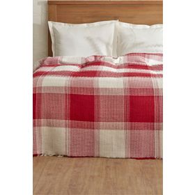 Karaca Home Flow Ekose Tek Kişilik Waffle 160x230 cm Kırmızı Pike Takımı