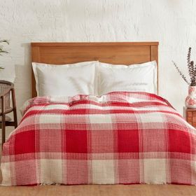 Karaca Home Flow Ekose Tek Kişilik Waffle 160x230 cm Kırmızı Pike Takımı