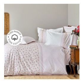Karaca Home Glen %100 Pamuk Pembe Çift Kişilik Nevresim Takımı