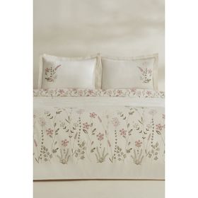 Karaca Home Gres Pudra Çift Kişilik Nakışlı Nevresim Pike Takımı