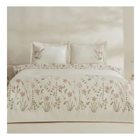 Karaca Home Gres Pudra Çift Kişilik Nakışlı Nevresim Pike Takımı