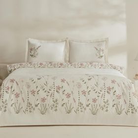 Karaca Home Gres Pudra Çift Kişilik Nakışlı Nevresim Pike Takımı