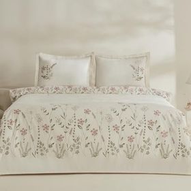 Karaca Home Gres Pudra Çift Kişilik Nakışlı Nevresim Pike Takımı