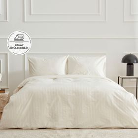 Karaca Home Josef Ekru Çizgili Saten Tek Kişilik Nevresim Takımı