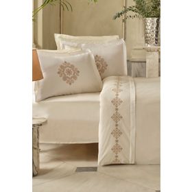 Karaca Home Kelsey Nakışlı %100 Pamuk Beyaz Çift Kişilik Nevresim Takımı