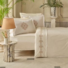 Karaca Home Kelsey Nakışlı %100 Pamuk Beyaz Çift Kişilik Nevresim Takımı