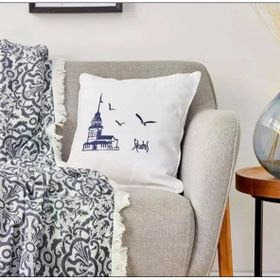 Karaca Home Kız Kulesi İndigo Throw Kırlent Set