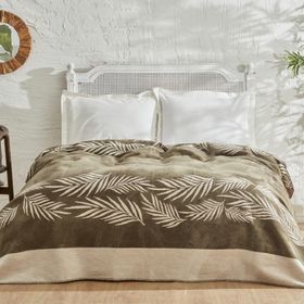 Karaca Home Leaf Çift Kişilik Haki Pamuk Battaniye