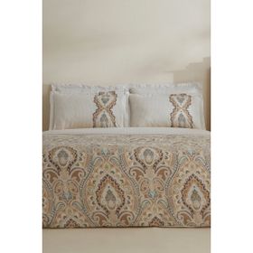 Karaca Home Lemy %100 Pamuk Saten Bej Çift Kişilik Nevresim Takımı