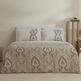 Karaca Home Lemy %100 Pamuk Saten Bej Çift Kişilik Nevresim Takımı