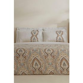 Karaca Home Lemy %100 Pamuk Saten Bej Çift Kişilik Nevresim Takımı