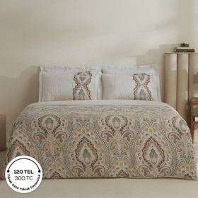 Karaca Home Lemy %100 Pamuk Saten Bej Çift Kişilik Nevresim Takımı