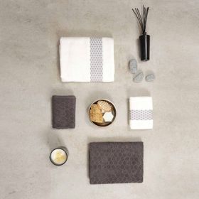 Karaca Home Lossi Offwhite Gri %100 Pamuk Hamam Seti