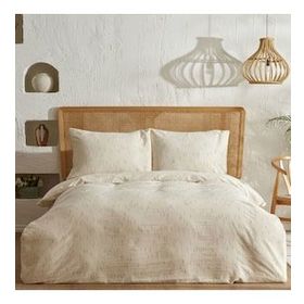 Karaca Home Lotus %100 Pamuk Bej Çift Kişilik Nevresim Takımı