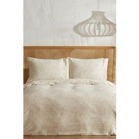 Karaca Home Lotus %100 Pamuk Bej Çift Kişilik Nevresim Takımı