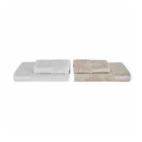 Karaca Home Luica 4 Parça Off White Bej Banyo Baş Havlusu Hamam Seti