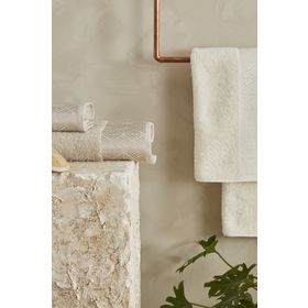 Karaca Home Luica 4 Parça Off White Bej Banyo Baş Havlusu Hamam Seti