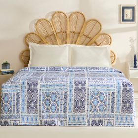 Karaca Home Lunara %100 Pamuk Mavi Çift Kişilik Tek Pike