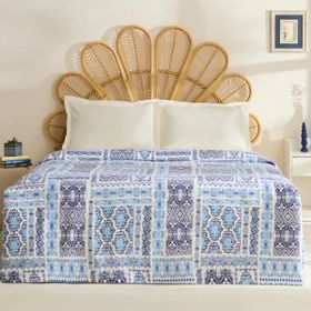 Karaca Home Lunara %100 Pamuk Mavi Çift Kişilik Tek Pike
