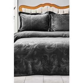 Karaca Home Madelin Embos Antrasit Çift Kişilik Yatak Örtüsü Seti