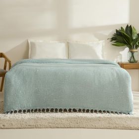 Karaca Home Mady %100 Cotton Waffle Mavi Çift Kişilik Tek Pike