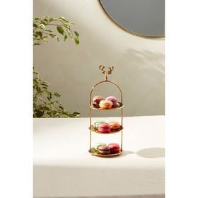 Karaca Home Maison 12x12x20 cm 3 Katlı Gold İkramlık