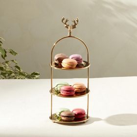 Karaca Home Maison 12x12x20 cm 3 Katlı Gold İkramlık