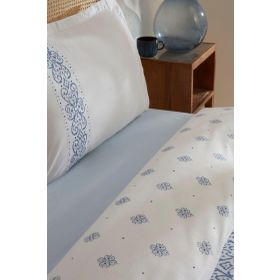Karaca Home Marino %100 Pamuk Mavi Beyaz Tek Kişilik Nevresim Takımı