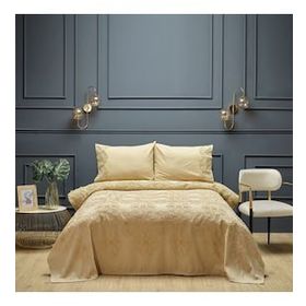 Karaca Home Marissa Bej Çift Kişilik Nakışlı Nevresim Pike Seti