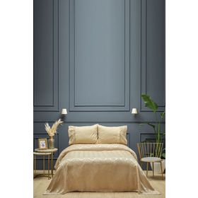 Karaca Home Marissa Bej Çift Kişilik Nakışlı Nevresim Pike Seti