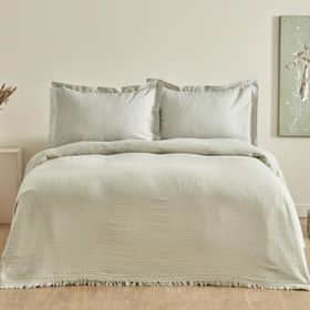 Karaca Home Minel Adaçayı Çift Kişilik Pike Yatak Örtüsü Seti