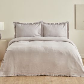 Karaca Home Minel Müslin Buz Gri Çift Kişilik Pike Yatak Örtüsü Seti