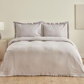 Karaca Home Minel Müslin Buz Gri Çift Kişilik Pike Yatak Örtüsü Seti