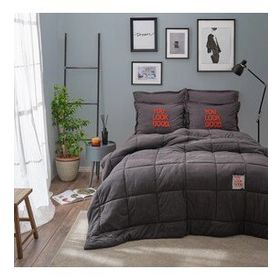 Karaca Home Motto Cotton Comfort Çift Kişilik Antrasit Uyku Seti