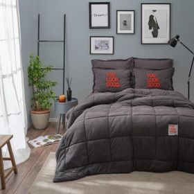 Karaca Home Motto Cotton Comfort Çift Kişilik Antrasit Uyku Seti