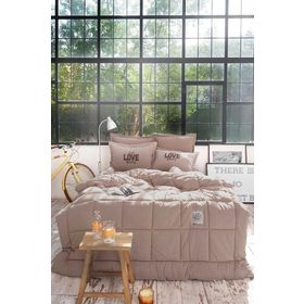 Karaca Home Motto Cotton Comfort Çift Kişilik Bej Uyku Seti