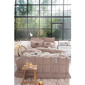 Karaca Home Motto Cotton Comfort Çift Kişilik Bej Uyku Seti